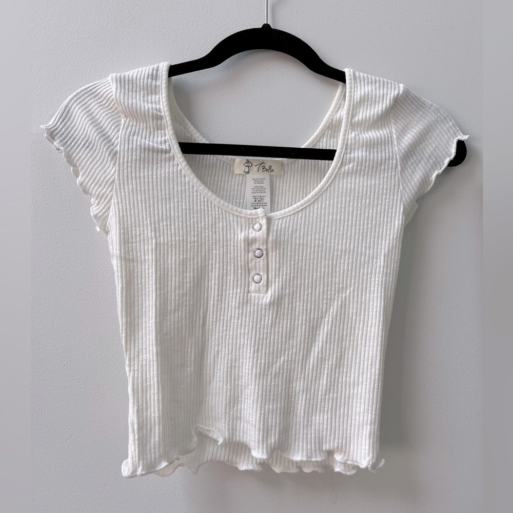 BNIP Ivory Ribbed Crop Top